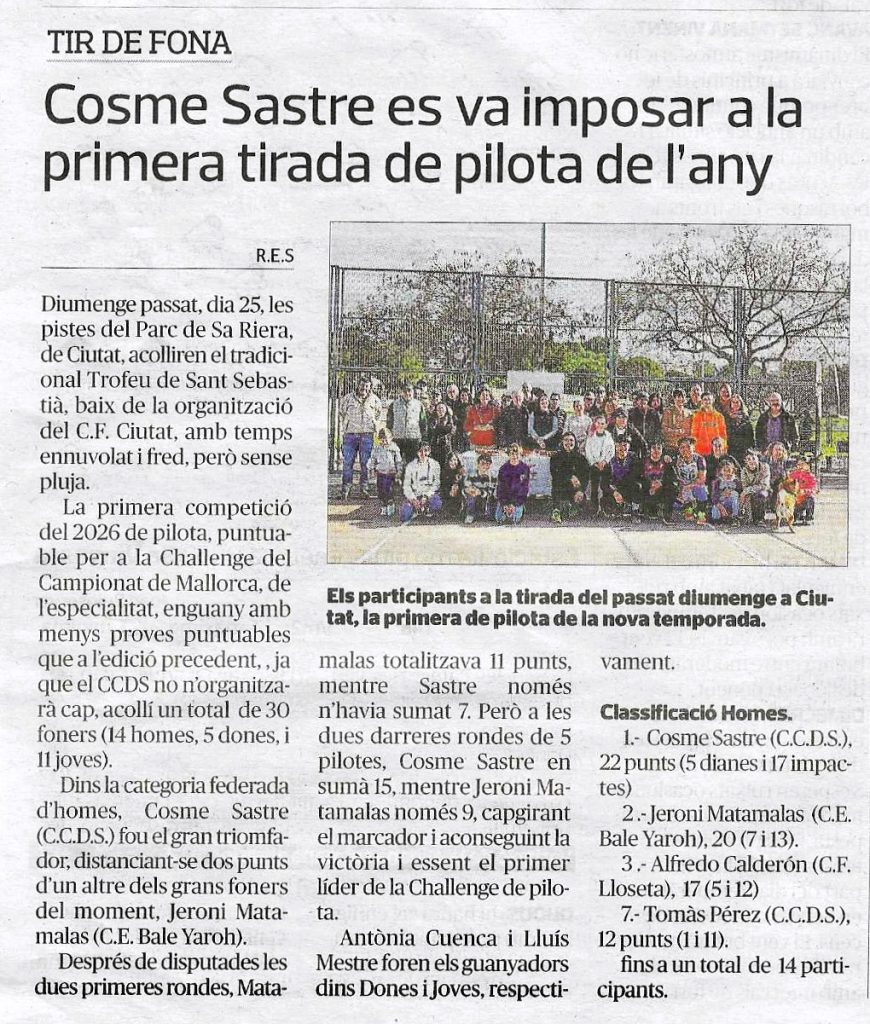 Primer Torneig de pedra de la temporada 2026.